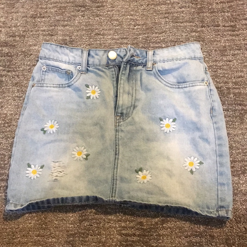 Forever 21- Denim Skirt with Daisy embroidery